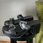 Aerosoles  Shoes Women’s 9.5 Chance Black Leather Slide Platform Sandal Photo 6