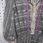 Flying Tomato  Boho Aztec Print Embroidered Lace Trimmed Smocked Waist Dress M Photo 2