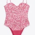 ZARA NWT  women’s printed corset bodysuit PINK FLORAL MEDIUM Photo 1