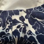 Carmen Marc Valvo  Blue Floral Beaded Boatneck Linen  Mini Dress‎ Size 8 Guest Photo 11