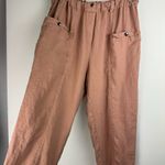 Magic Linen Tapered Cargo Pants Sz XL Rose Pink Elastic Waist Boho Chic Photo 6