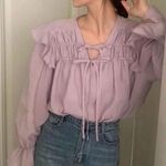 SheIn Pastel Purple Cottagecore Ruffle Long Sleeve Lyocell Blouse Size Large Photo 0