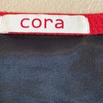 CORA Fit & Flare Deep V Neck Navy Red Bird Dress Size Small Blue Photo 5