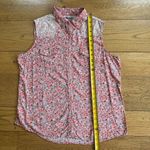 Wrangler Pearl Snap Sleeveless Top Lace Yoke Pink Floral XL Photo 7