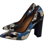 TIFFI Sequin Pointed Toe Block Heels Black Gold Blue Size 37 Photo 1