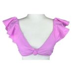 Tanya Taylor NWT Flirty Orelia Knot Bikini Top Ruffled Cap Sleeves XL Pink #3860 Photo 12