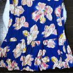 A New Day  Blue Floral Short Sleeve Ruffle Hem Dress Photo 2