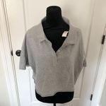Aerie Offline Womens Polo Shirt Cropped Oversized Preppy Gray Size Large NWT Photo 1