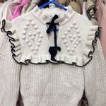 ZARA Bow Tie Knit Ruffle Sweater Size Medium 5802/008/064 Photo 8