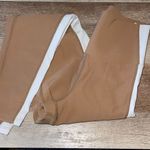 Kyodan  ribbed stripe cropped leggings‎ Color Block Tan White Size Small NWOT Photo 2