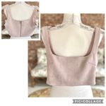 Salty  Cropped Top Faux Suede Blush Pink Zipper Back S Sleeveless Square Neck S Photo 1