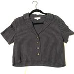 NWOT Cropped Blazer Shirt (S) Blue Photo 0