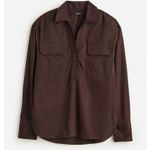 Madewell  Utility Long Sleeve Popover Shirt Dark Carob Stretch Cotton XS NWT Photo 4
