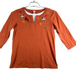 Morning Sun Top Birds Embroidered Fall Layer Tunic Autumn Pullover Orange Small Orange Photo 0