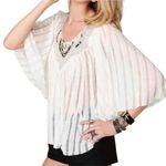 Free People  star gazer Lily white sheer stretchy gauze poncho boho top sz small Photo 1