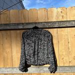 Loft Ann Taylor Size Medium Black Floral Print Full Zip Jacket Lightweight Cute Photo 7