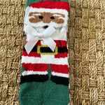 Fuzzy Christmas Ankle Slipper Socks 2 Pairs Santa And Striped With Grippers Red Photo 0