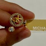 Michael Kors Gold-Tone Encircled Logo Open Ring Size 8 Photo 9