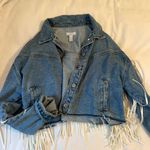 Forever 21 Cropped Denim Jacket With Fringe Photo 3
