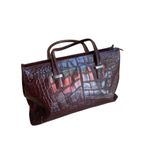 Knomo London Faux Croc Burgundy Laptop Tote Bag 18 x 12 x 6 Structured Chic GUC Brown Photo 3