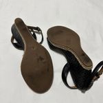 Tory Burch Black Leather Quilted Wedge Heels Espadrille SIZE 6 M Photo 6