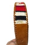 Woven Leather Belt Guatemalan Colorful Striped Boho Western XS 35" Brown Photo 5