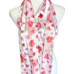 Brand New Womens Boutique Valentines Day Heart Print Lightweight Fashion Scarf White Photo 0