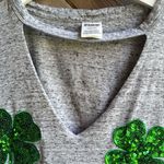 PINK - Victoria's Secret  gray sequins shamrock st. Patrick’s lucky charm teeLarge Photo 3