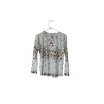 Womens Floral Long Sleeve Thermal Top White Multicolor New Photo 4