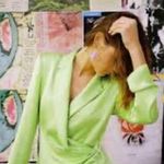 ZARA  SHORT SATIN DRESS WITH SHOULDER PADS LIME Photo 1