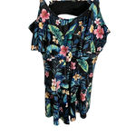 Yonique Tankini Swim Top Women's Plus Size 11 Floral Black Wrap Front Padded NEW Photo 3
