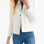 Lucky Brand Tomboy Trucker White Denim Jean Jacket Embroidered Back Size M Photo 0