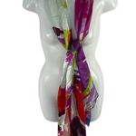 Cynthia Rowley 100% Silk Scarf. Abstract Floral. Bright Colors. 14”x66” Photo 0