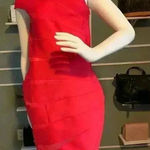 Wow Couture  Women's Sweetheart Block RED Bandage Dress Size Large Photo 0
