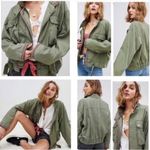 Free People  Flight Line Oversized Military Red Bomber Jacket Size XS Embroidered Photo 1