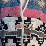 Vintage Southwestern Woven Jacket Muted Blue Red Geometric Western Coat Rodeo Size L Photo 9