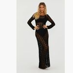 Beach Riot NWT $248  Ariana Long Sleeve Cotton Crochet Cover-Up Dress  BLACK S Photo 1