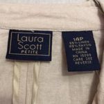 Laura Scott  Petite Women's 14p Linen Blend Beige Short Sleeve Button Up Jacket Photo 4