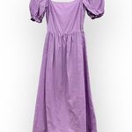 Charlie Holiday Puff Sleeve Backless Cotton/Linen Paris Maxi Dress Lilac size 4 Purple Photo 0