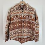 ROCK & ROLL Denim Women’s Southwestern Print Jacquard Shacket Medium Tan Brown Photo 4