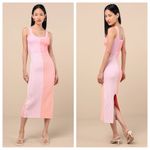Lulus Radiant Personality Pink Color Block Ribbed Knit Midi
Dress Photo 1