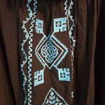 Flying Tomato Off Shoulder Dress Black with Turquoise Embroidery 2X Photo 1