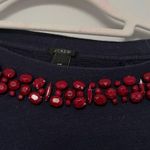 J.Crew Navy Blue Maroon Beaded Crewneck Sweater Size XS Holiday Cozy Photo 7