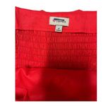 New Cremieux Dress Womens 4 Midi Smocked Back Ruffle Shoulder Summer Red Coastal Photo 3