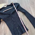Boden ribbed‎ metallic cardigan sweater womens size XS Silver Photo 3