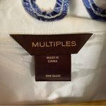 Multiples Blue and White Buttoned Jacket Size XL textured ribbon old money chic Photo 1