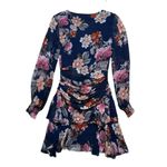 Nicholas Navy Blue Floral Pin Tuck Silk Mini Dress | U.S. Woman’s Size 2 Photo 2