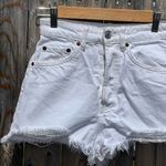 ZARA  Women’s High Rise White Distressed Denim Shorts Photo 3