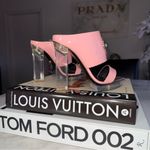 Versace New  Pink Patent Leather & Plexiglass Mules Photo 9