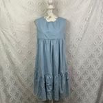 Harper  Denim Chambray Tiered Sleeveless Babydoll Dress Jumper‎ Size M NWT Photo 3